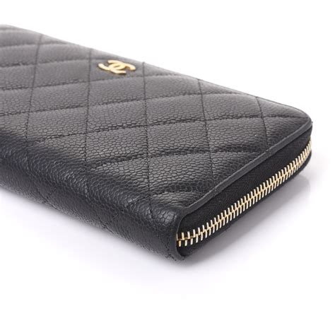 chanel iridescent caviar quilted medium zip around wallet black